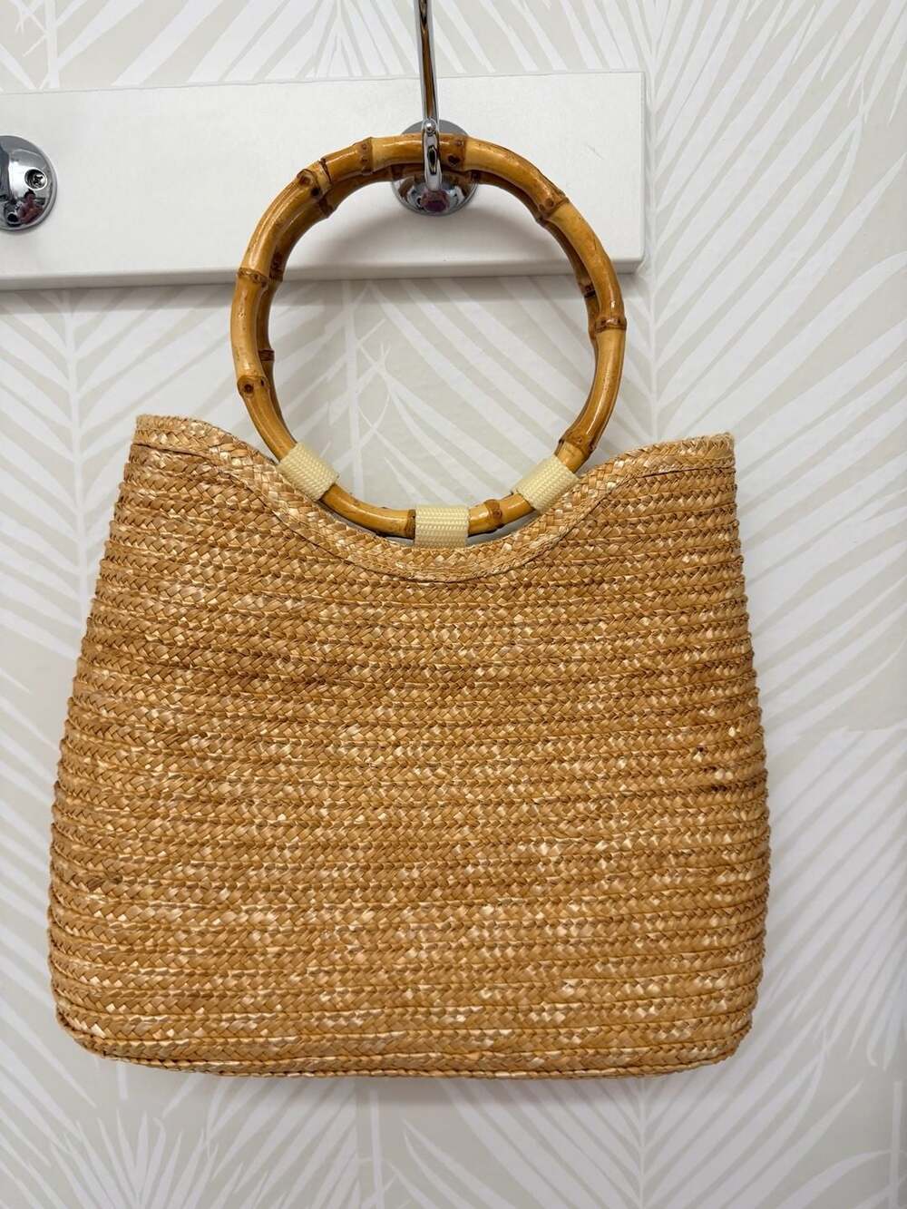 Charter Club Classics Straw Tote Handbag with Bamboo Handles